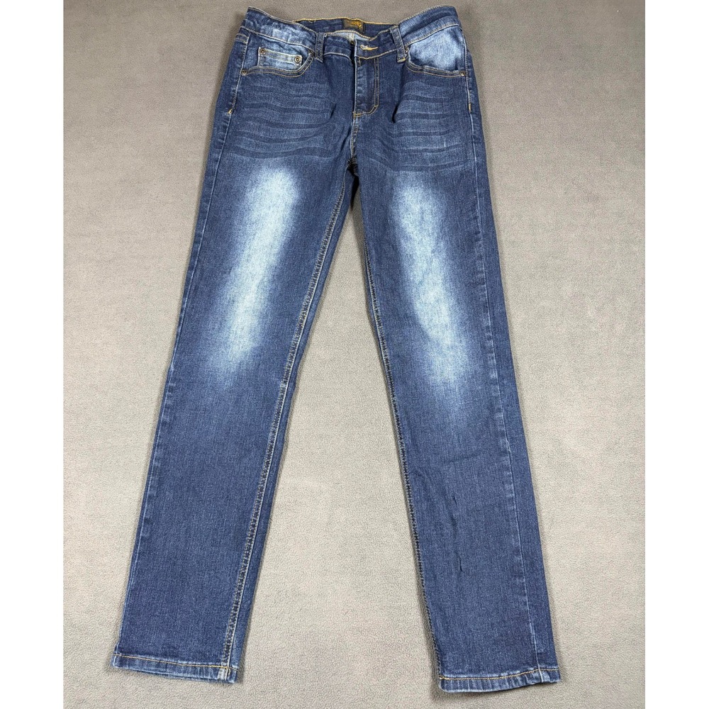 Lee Straight‎ Fit Jeans Boys 14 Blue Denim Whiskered Faded